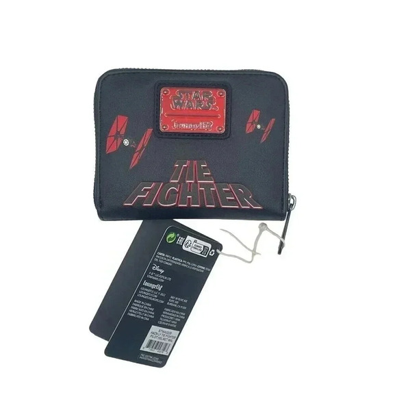 Star Wars Loungefly 2023 SDCC Limited Edition Tiefighter Wallet Black & Red Disn - Picture 2 of 4